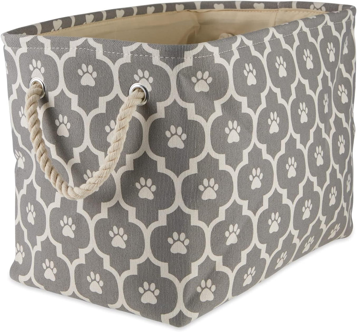 Bone Dry Pet Storage Collection Lattice Paw Print, Gray, Medium Rectangle