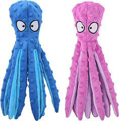 HGB Squeaky Dog Toys - Octopus No Stuffing Crinkle Plush Large Dog Toy