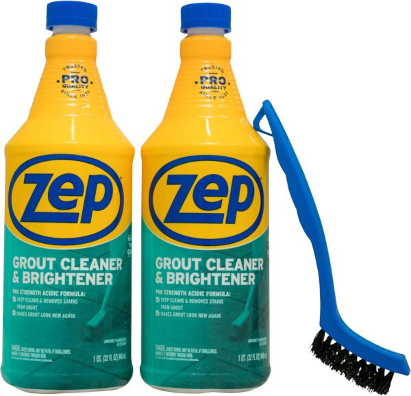 Zep Grout Cleaner and Brightener and Easy to Use Handheld Brush
